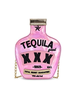 Sparkling Bag for Women, USTYLE Tequila Bottle Shaped Clutch Purse Elegant Handbag