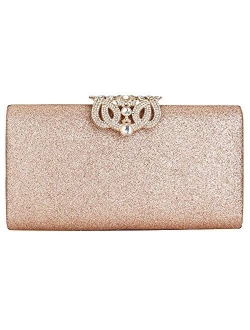 EROUGE Leather Sparkling Evening Clutch Purse Women Designer Handbag for Wedding Party