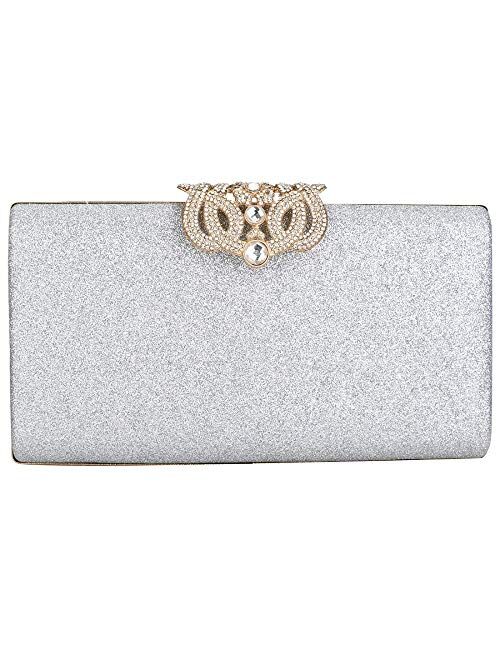 EROUGE Leather Sparkling Evening Clutch Purse Women Designer Handbag for Wedding Party