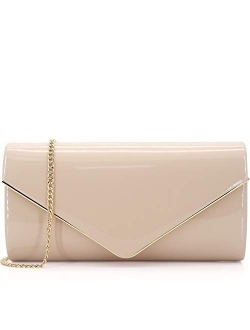 Dexmay Patent Leather Envelope Clutch Purse Shiny Candy Foldover Clutch Evening Bag for Women