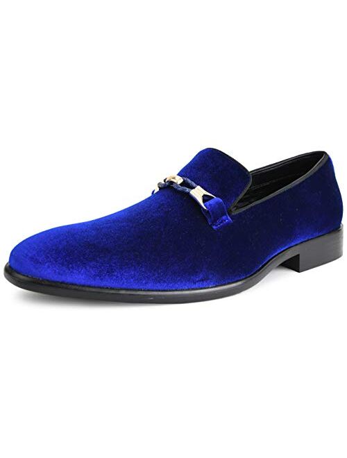 Amali Aller, Mens Casual Shoes - Loafers Men Slip on Shoes - Man Made Velvet Men's Slippers with Metal and Knitted Buckle - Mens Tuxedo Shoes