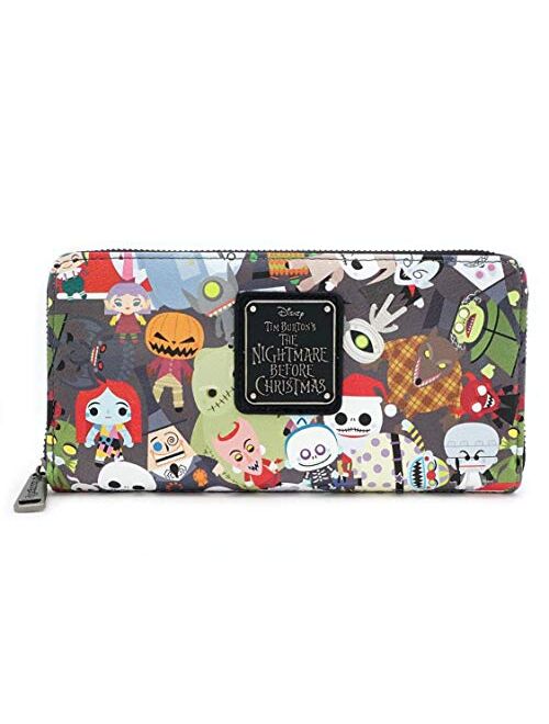 Loungefly x Nightmare Before Christmas Chibi Character Print Zip-Around Wallet