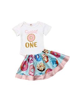 Toddler Baby Girls Donuts Cotton Sweet Bodysuits Romper   Skirts Baby Girl Summer Outfits