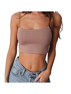 Sexy Women Solid Color Basic Strappy Crop Tank Tops Camisole Backless Streetwear Crop Vest Cami Shirts