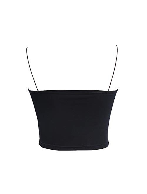 Buy Multitrust Sexy Women Solid Color Basic Strappy Crop Tank Tops Camisole Backless Streetwear 7472