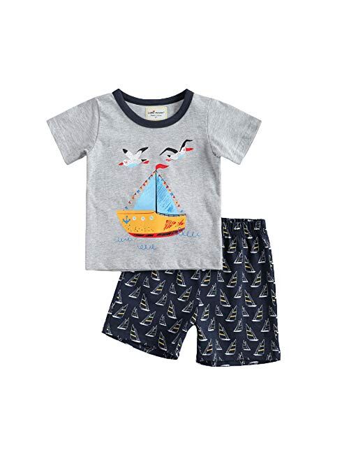 Multitrust Little Baby Boy Cartoons Print Button Down T Shirt Dress Tops and Shorts Pants Gentlemen Outfit Casual 2pcs Summer Set