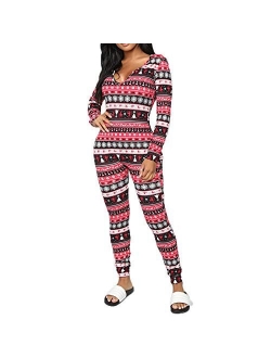 Women V Neck Funny Print One Piece Jumpsuit Bodycon Zipper Full Length Long Sleeve Stretch Bodysuits Clubwear