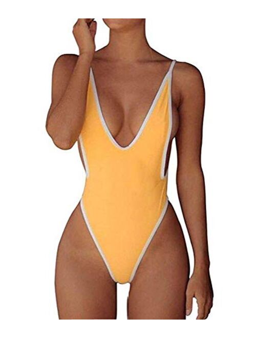 Multitrust Sexy Women One Piece Strappy Backless Swimsuit Bathing Suit Thong Bottom Swimwear Monokini