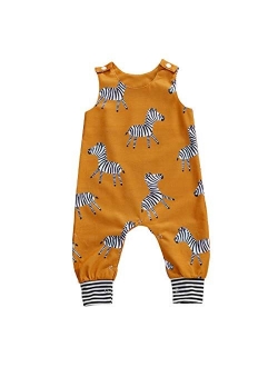 Newborn Baby Boys Girls Cotton Cartoon Sleeveless Romper Jumpsuit One Piece Playsuit Baby Clothes