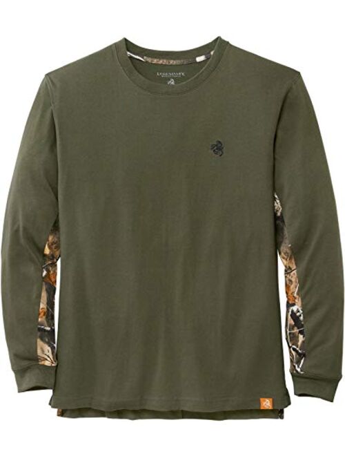 Legendary Whitetails Men's Backcountry Insect Repellent Long Sleeve Camo T-Shirt-Casual Crewneck Pullover Regular Fit