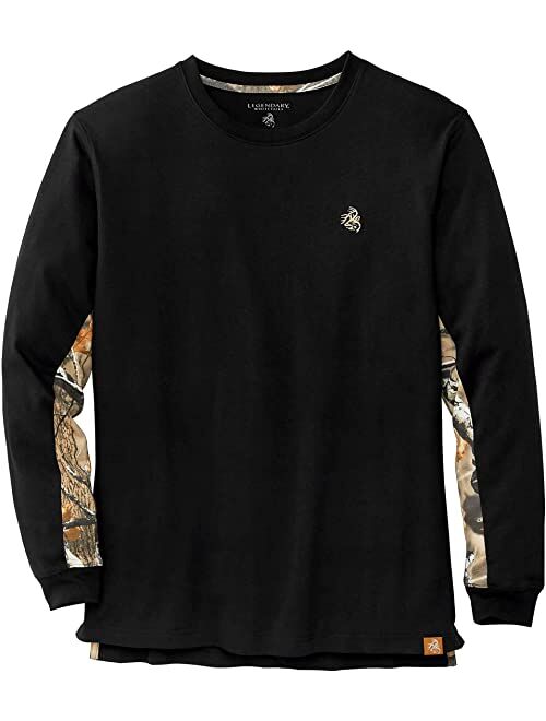 Legendary Whitetails Men's Backcountry Insect Repellent Long Sleeve Camo T-Shirt-Casual Crewneck Pullover Regular Fit