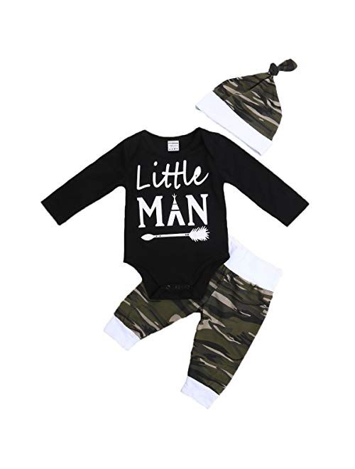 Multitrust Infant Baby Boys Girls Cotton Camouflage Onesie Bodysuit and Long Pants 2pcs Romper Set Baby Clothes Set