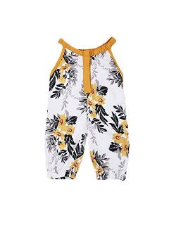 Newborn Baby Girls Floral Strappy Sleeveless Romper Jumpsuit One Piece Rompers Baby Girls Clothes