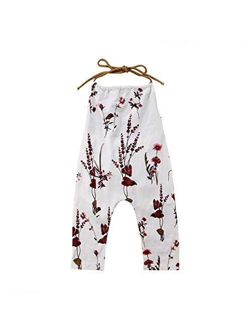 Multitrust Newborn Baby Girls Floral Strappy Sleeveless Romper Jumpsuit One Piece Rompers Baby Girls Clothes