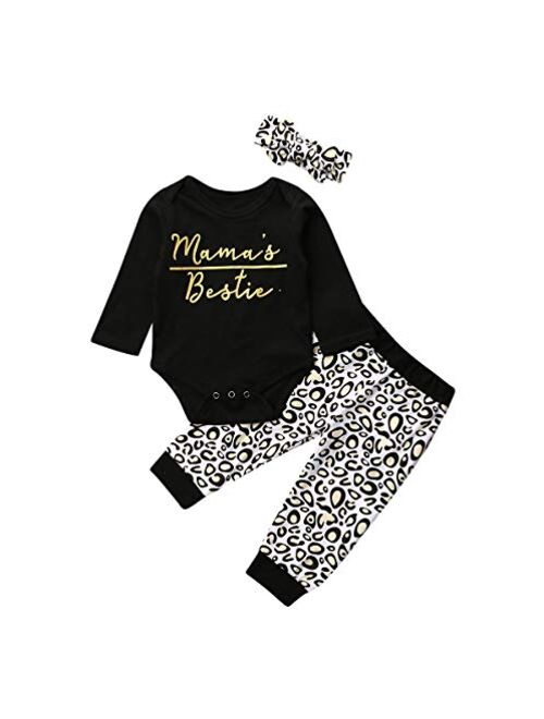 Multitrust Newborn Baby Girl Boy Cotton Funny Letter Bodysuit Romper Tops + Floral Harem Pants Clothes Set