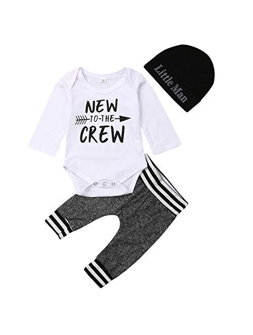 Multitrust Newborn Baby Girl Boy Cotton Funny Letter Bodysuit Romper Tops + Floral Harem Pants Clothes Set