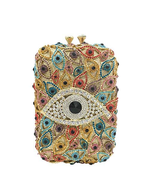 Boutique De FGG The Evil Eye Crystal Clutch Bags Women Evening Minaudiere Purses and Handbags