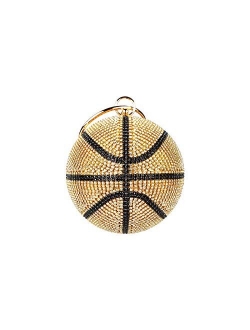 unidressup Rhinestone Basketball Evening Bag Round Wedding Wristlets Handbag Glitter Clutch Purse with Detachable Chain