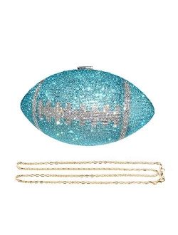 unidressup Large Size Shiny Rhinestone Football Shaped Handbag Purses for Womens Wedding Banquet Chain Shoulder Evening Bag