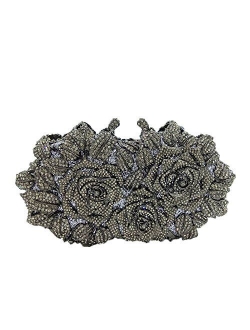 Dazzling Flower Crystal Evening Bags For Women Formal Wedding Party Cocktail Clutch Handbag Purse