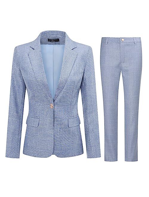 YUNCLOS Women's 2 Piece Office Work Suit Set One Button Blazer and Pants