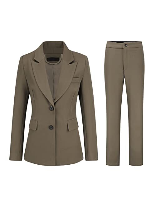 YUNCLOS Women's 2 Piece Office Work Suit Set One Button Blazer and Pants