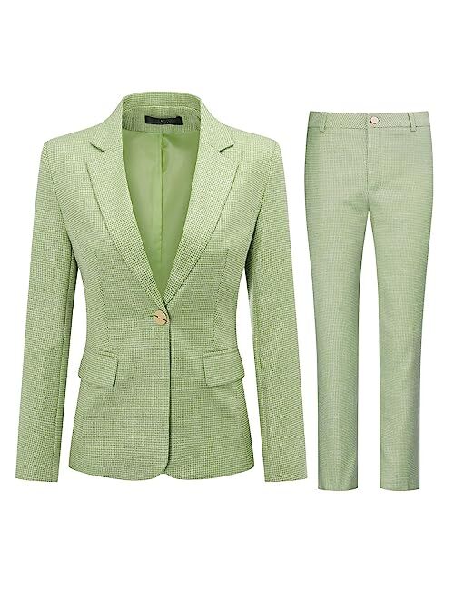 YUNCLOS Women's 2 Piece Office Work Suit Set One Button Blazer and Pants