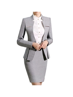 YUNCLOS Women's 2 Piece Business Skirt Suit Set Office Lady Slim Fit Blazer and Skirt