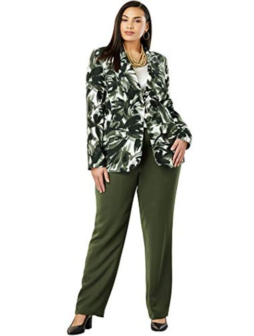 Jessica London Women's Plus Size Single Breasted Pant Suit Set