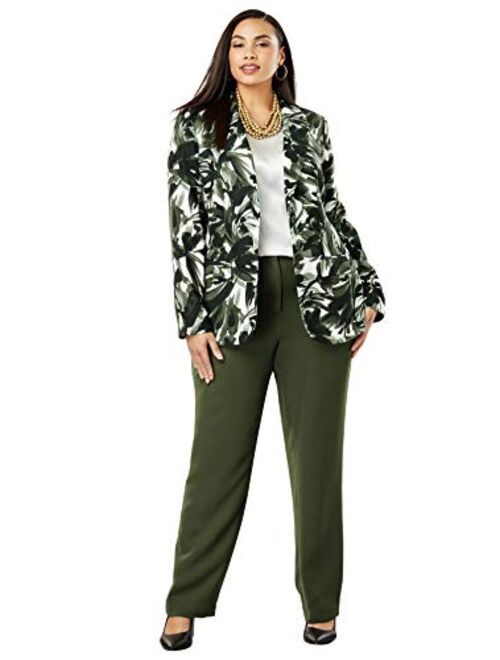 Jessica London Women's Plus Size Single Breasted Pant Suit Set