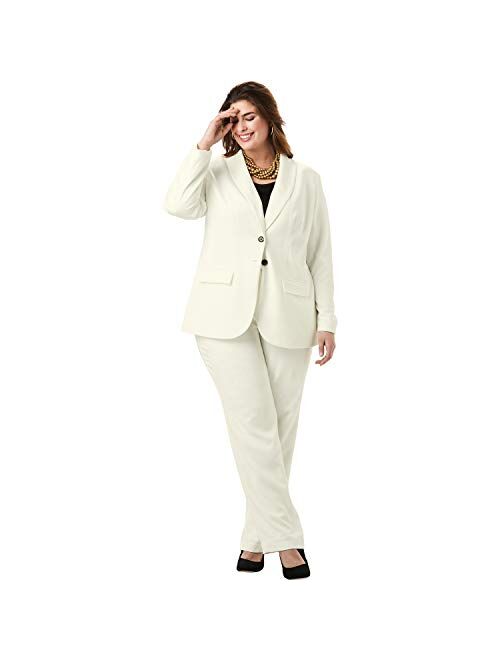 Jessica London Women's Plus Size Single Breasted Pant Suit Set