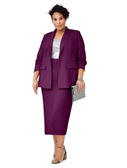 Jessica London Women's Plus Size Single-Breasted Skirt Suit Set