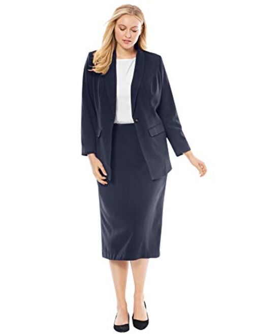 Jessica London Women's Plus Size Single-Breasted Skirt Suit Set