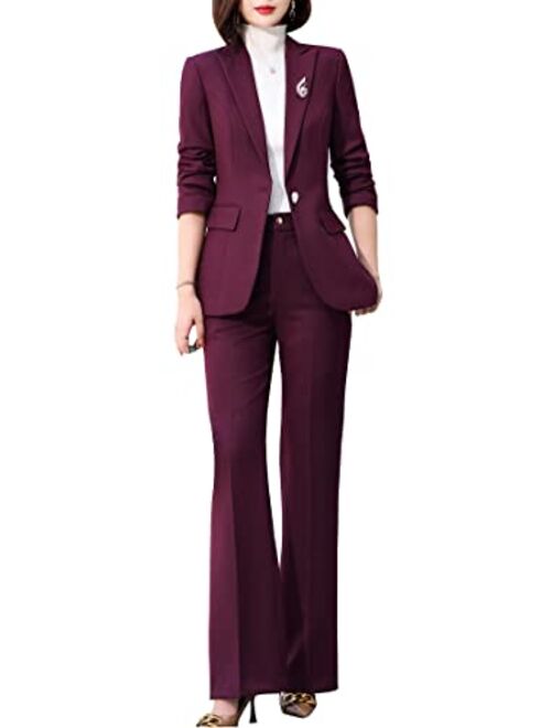 SUSIELADY Women's Blazer Suits Two Piece Solid Work Pant Suit for Women Business Office Lady Suits Sets