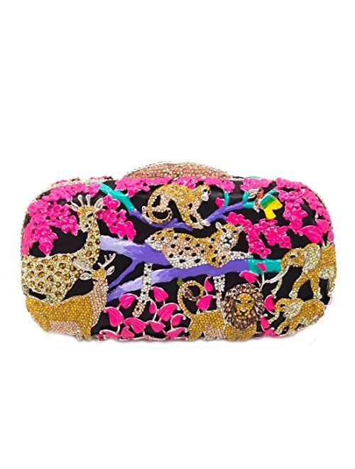 Boutique De FGG Dazzling Bling Animal Purses For Women Crystal Clutch Evening Bag Wedding Party Handbag