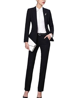 SK Studio Women's 2 Piece Slim Fit Business Suit Formal Blazer and Pants/Skirt Set