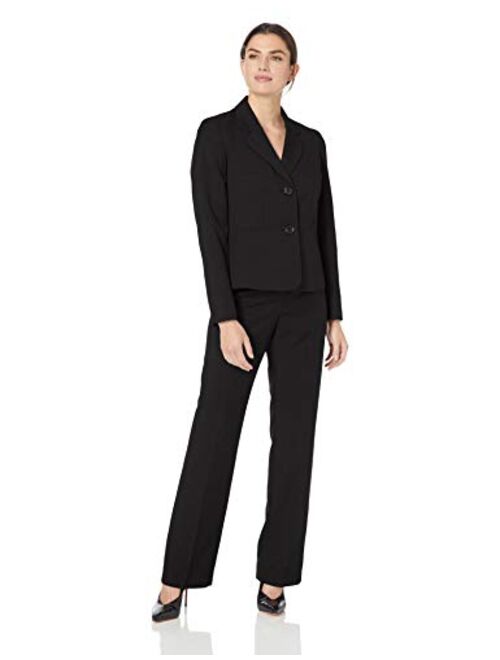 Le Suit Women's 2 Button Notch Collar Melange Pant Suit