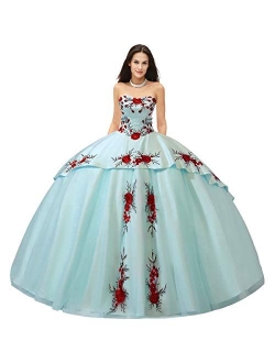 Medallions Accented Basque Mexican Charro Quinceanera Dress with Floral Applique