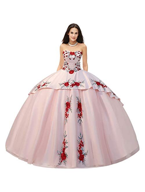 Medallions Accented Basque Mexican Charro Quinceanera Dress with Floral Applique