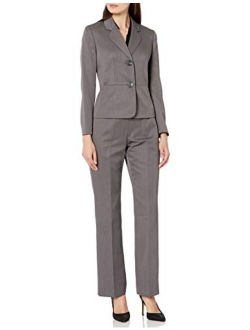 Women's 2 Button Notch Collar Tonal Stripe Pant Suit