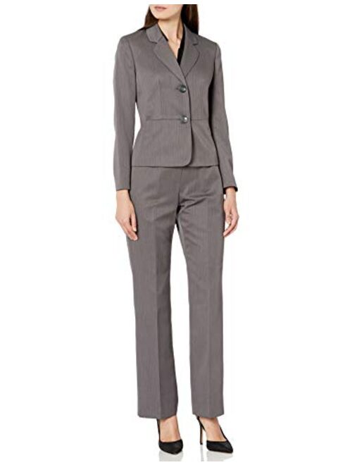 Le Suit Women's 2 Button Notch Collar Tonal Stripe Pant Suit