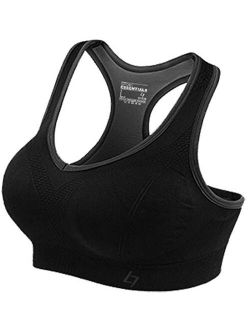 FITTIN Racerback Sports Bras for Women- Padded Seamless High Impact Support for Yoga Gym Workout Fitness