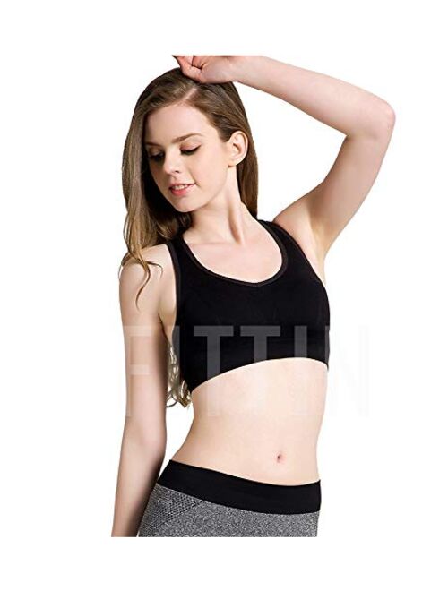 FITTIN Racerback Sports Bras for Women- Padded Seamless High Impact Support for Yoga Gym Workout Fitness