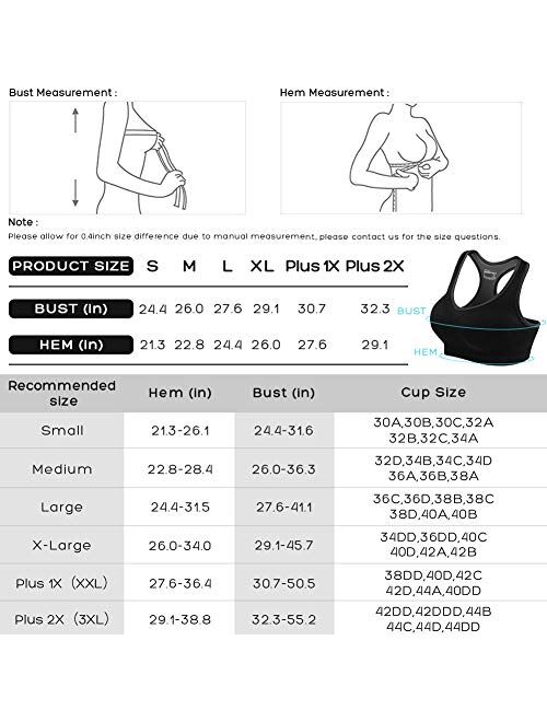 FITTIN Racerback Sports Bras for Women- Padded Seamless High Impact Support for Yoga Gym Workout Fitness