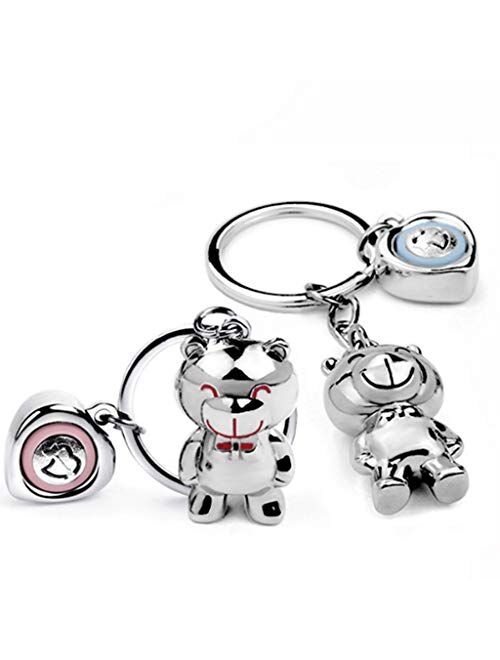 Decoration Bear Voice Couple Keychain Creative Cute Key Ring Men and Women Car Key School Bag Key Chain Pendant Exquisite (Color : A Pair of Little Monkeys)