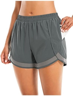 Blevonh Womens Cozy Banded Waist Running Fitness Workout Shorts with Pockets S-XXXL