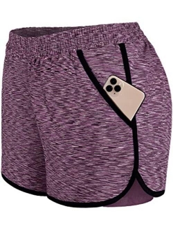 Blevonh Womens Cozy Banded Waist Running Fitness Workout Shorts with Pockets S-XXXL