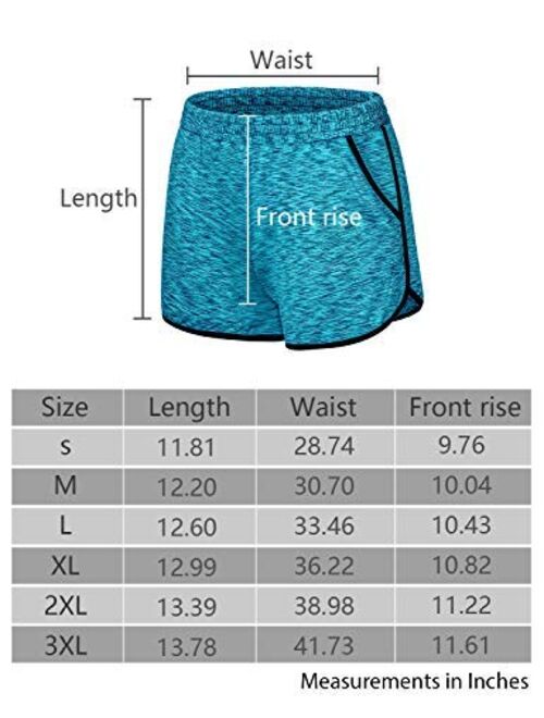 Blevonh Womens Cozy Banded Waist Running Fitness Workout Shorts with Pockets S-XXXL