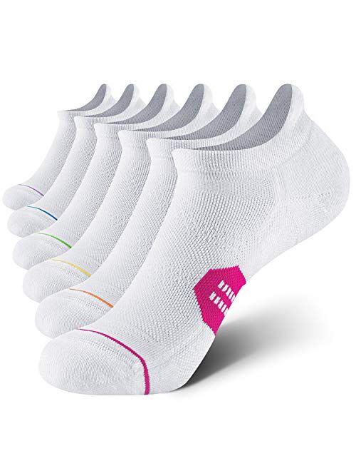 CelerSport 6 Pack Women's Ankle Running Socks Cushioned Low Cut Tab Athletic Socks