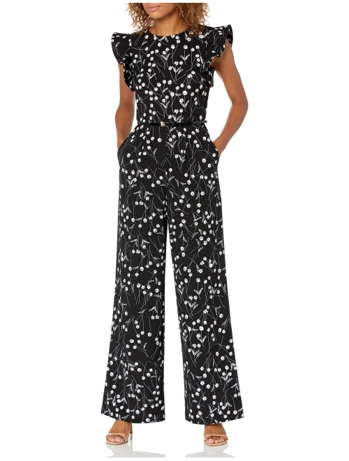 Buy Calvin Klein Women's Belted Jumpsuit with Flutter Sleeves online ...